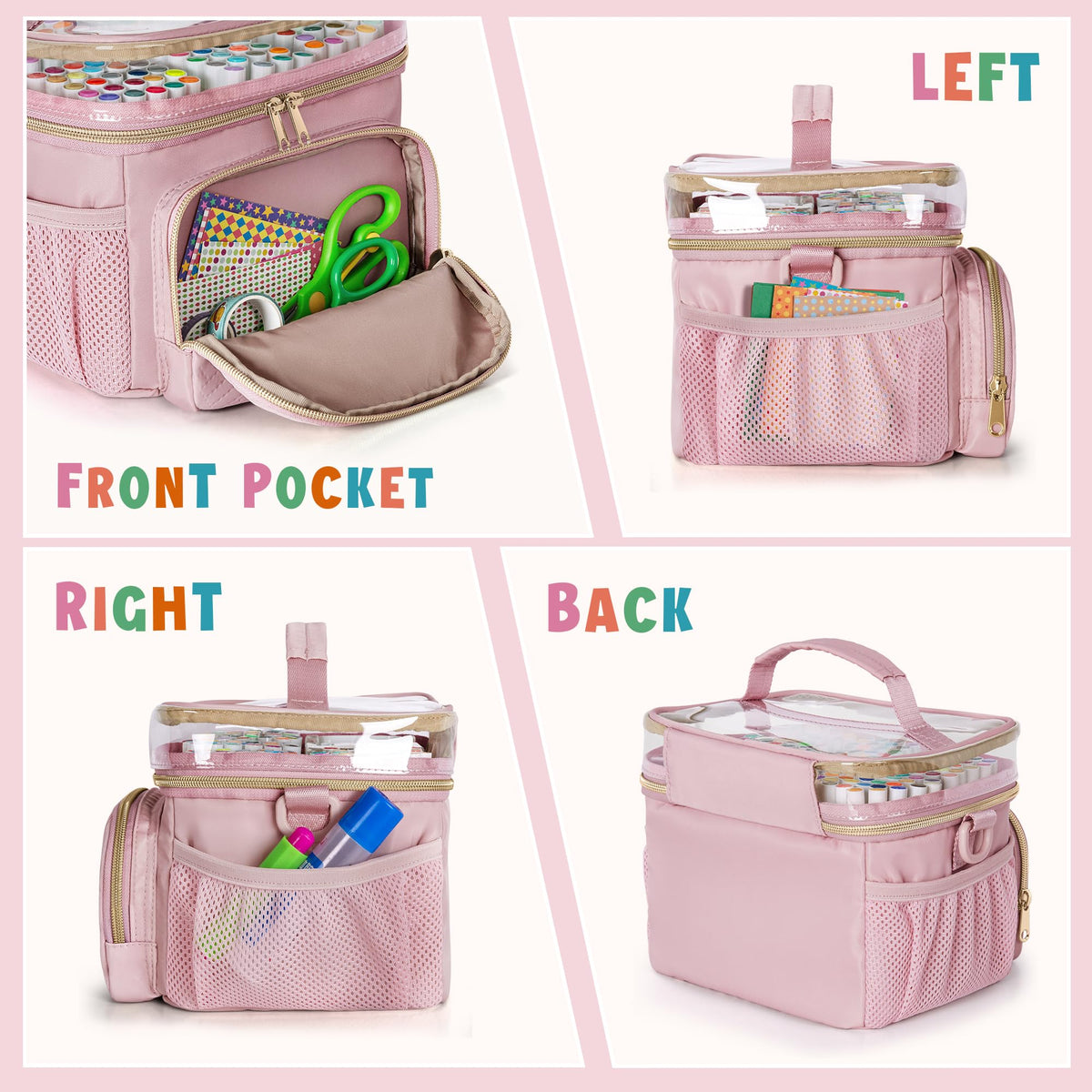 Rexmica Marker Organizer Case Storage Bag for 100 Markers, Pink