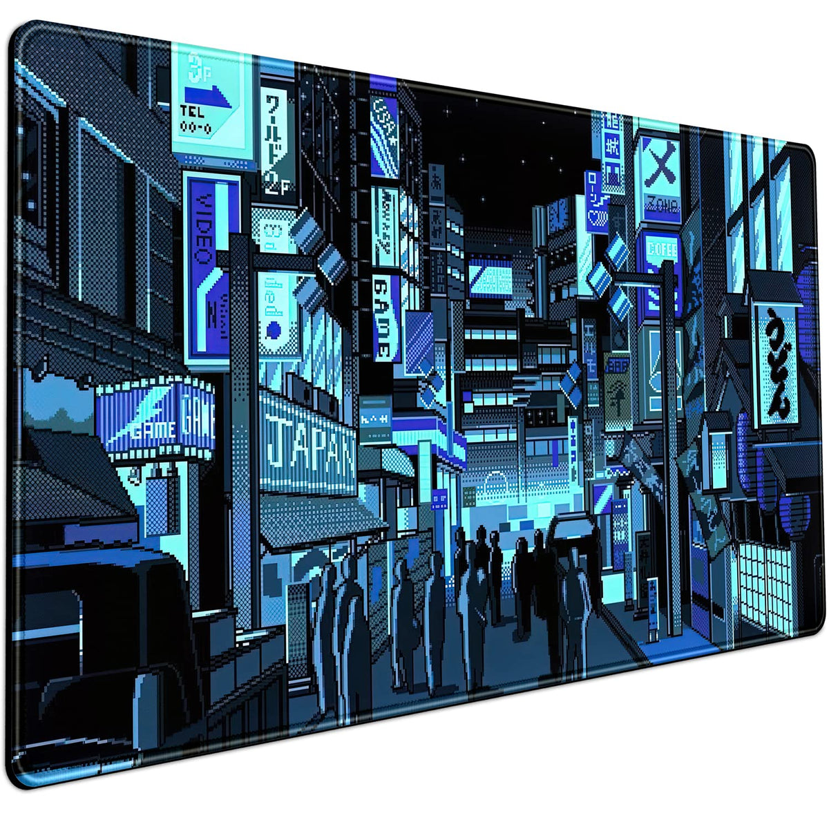 Japanese Gaming Arcade Blue Large Gaming Mouse Pad Keyboard Desk Pad Extended Mouse Pad Gaming