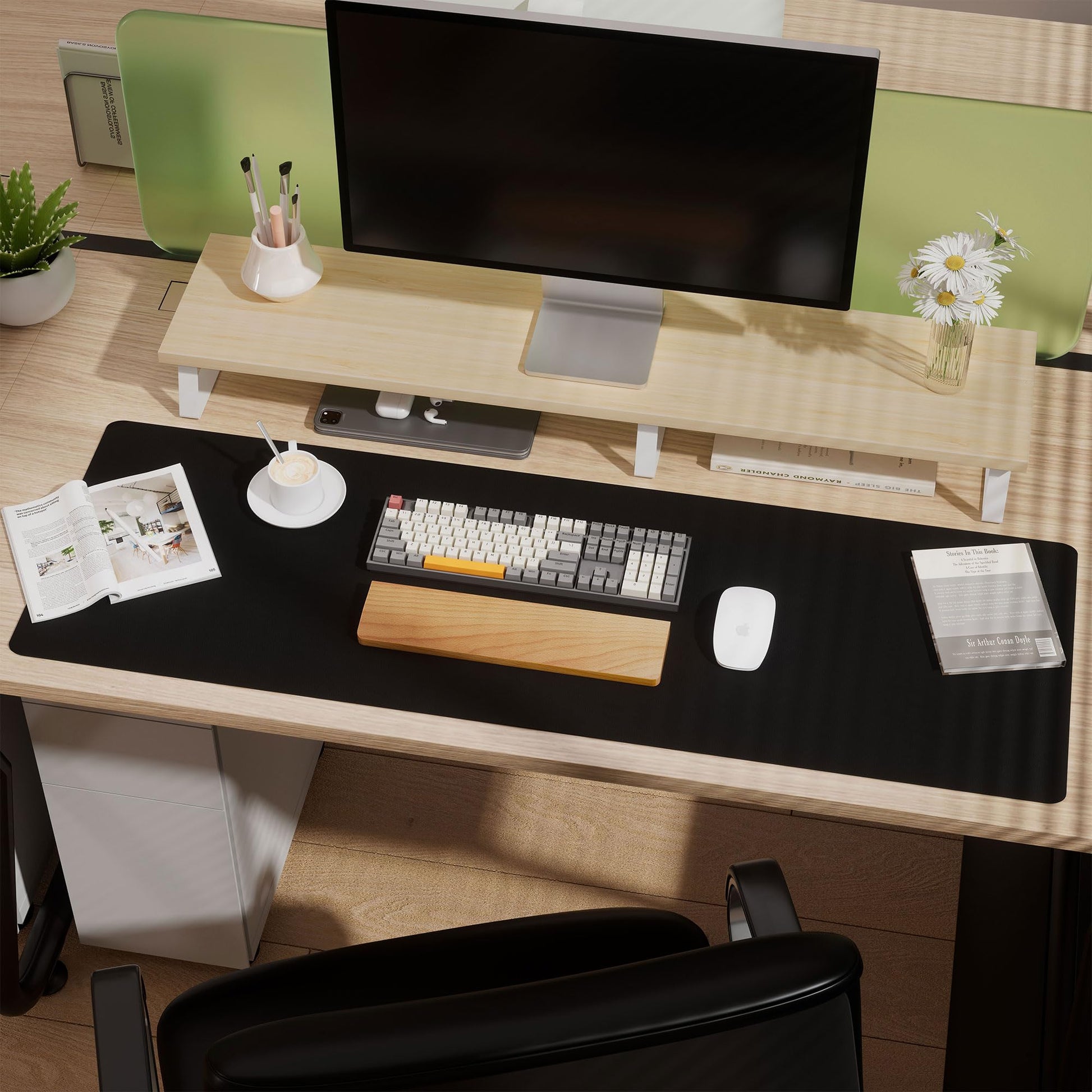 Aothia Leather Desk Pad Protector, Office Mat, Large Mouse Pad, Laptop Desk Pad, Non-Slip PU
