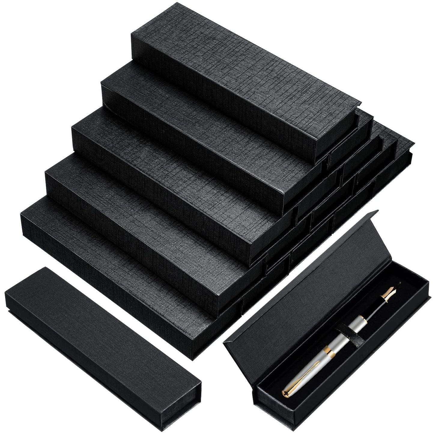 Gersoniel 18 Pcs Pen Gift Box Empty Black Cardboard Pen Case with Cushion