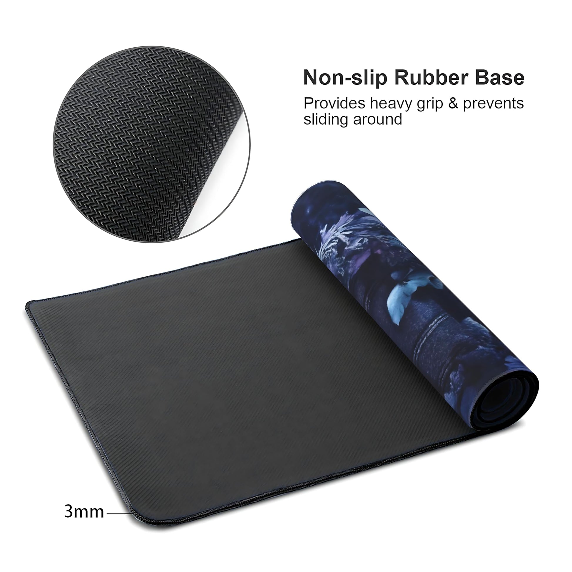 Floral Aesthetic Book Gaming Mouse Pad, Purple Dark Romanticism Desk Mat with Anti-Slip Base &