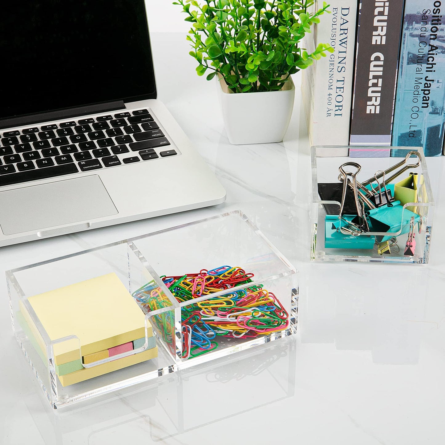 Dealpoli Acrylic 2in1 Sticky Note Holder Desk Organizer for 3"X3" Memo