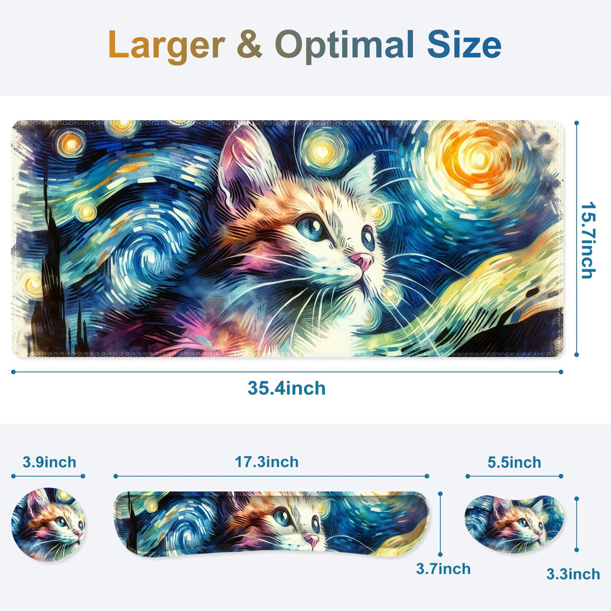 NXZGO Large Gaming Mouse Pad Set, 4 in 1 Ergonomics Keyboard Desk Mat Memory Foam Wrist Rest