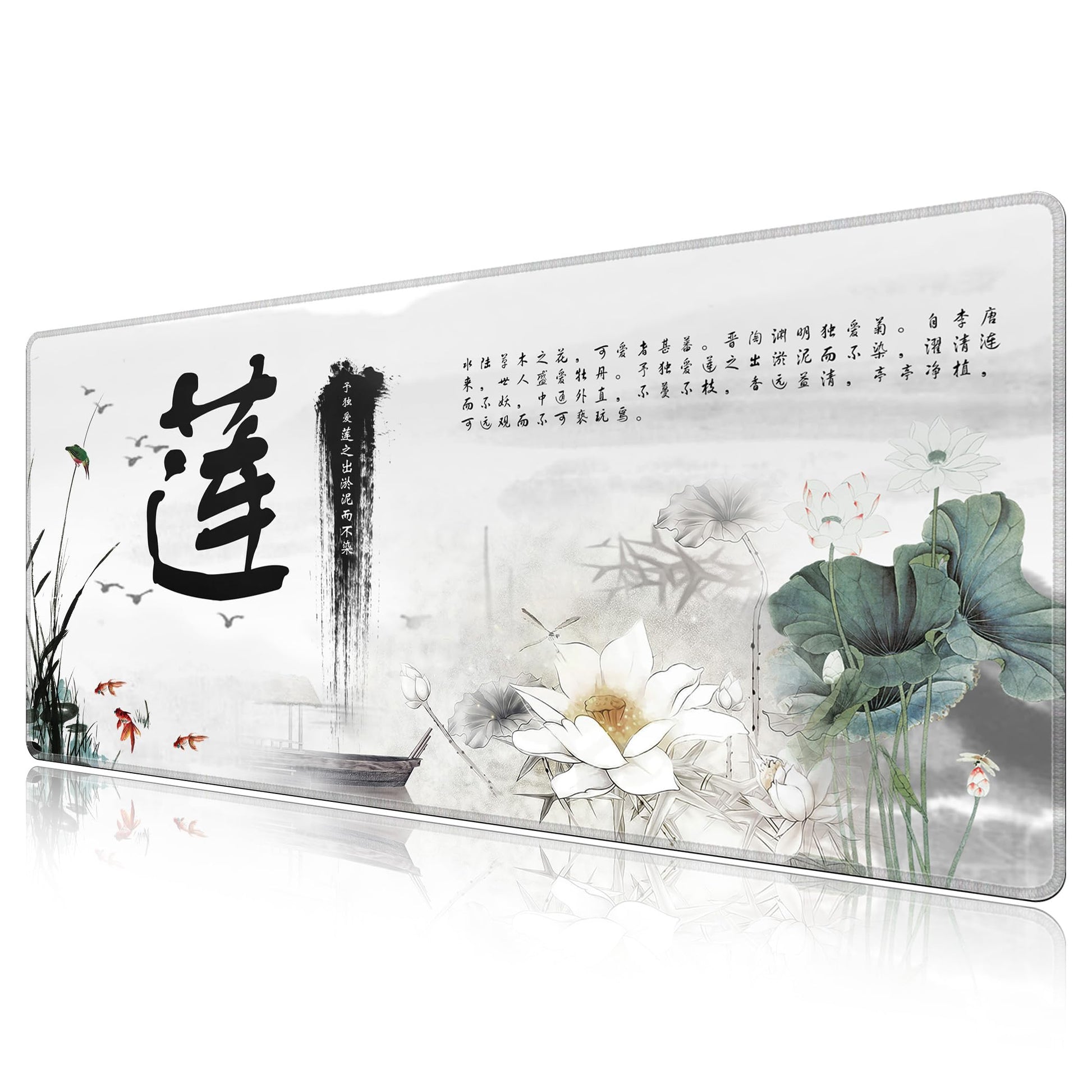 LL-COEUR XXL Landscape Gaming Mouse Pad Computer Keyboard Mat Office Desk Pad (Lotus 2, 55.1" x