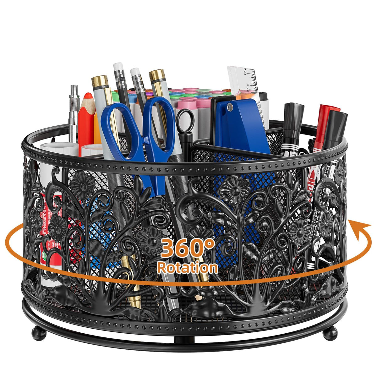 EKNITEY Pencil Holder for Desk - 360° Rotating Pen Holder Organizer Caddy