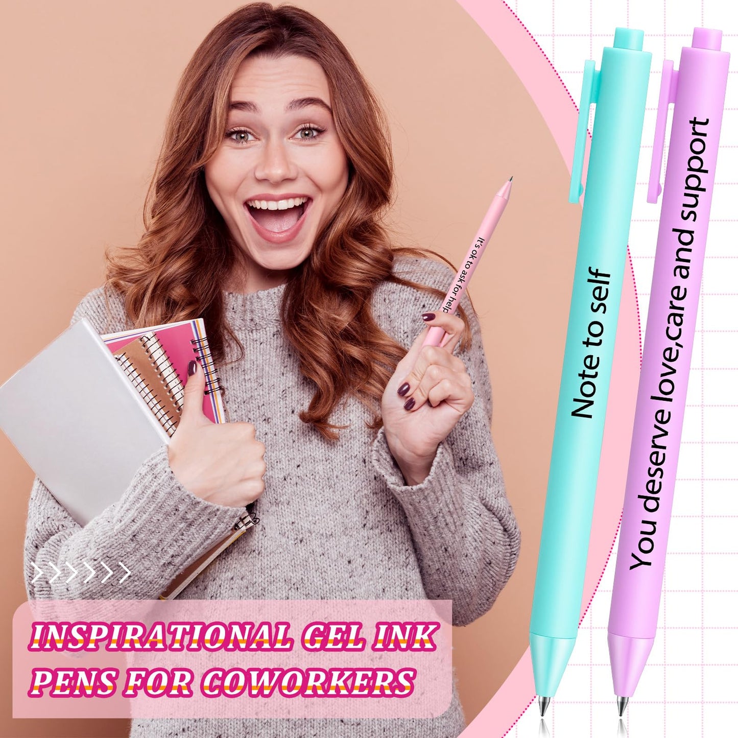 Crtiin 50 Pcs Inspirational Pens Bulk Stylish Color, Inspirational