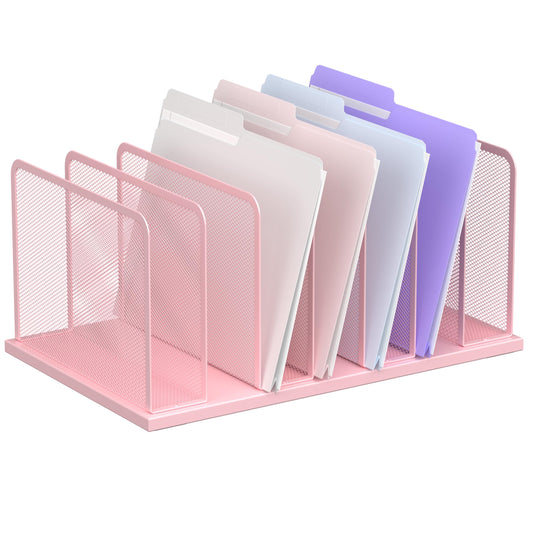 Kuntine.B 7-Section Upright Desk File Organizer Pink 1 Pack