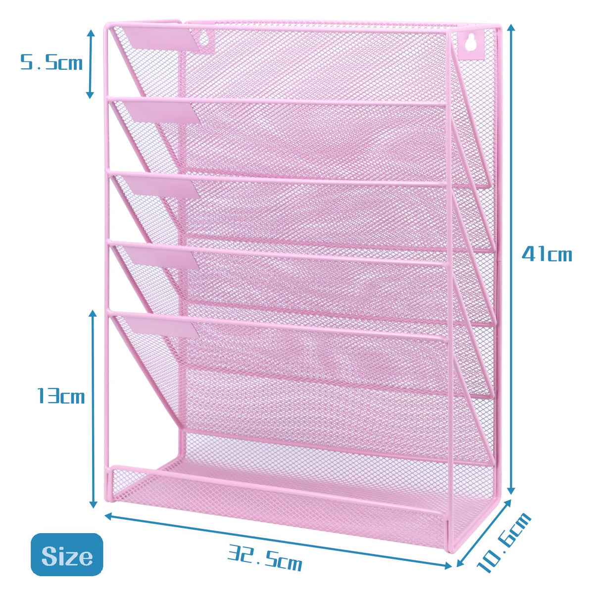ideallife 5 Pockets Mesh Wall File Holder Organizer with Bottom Flat Tray, Office Hanging File