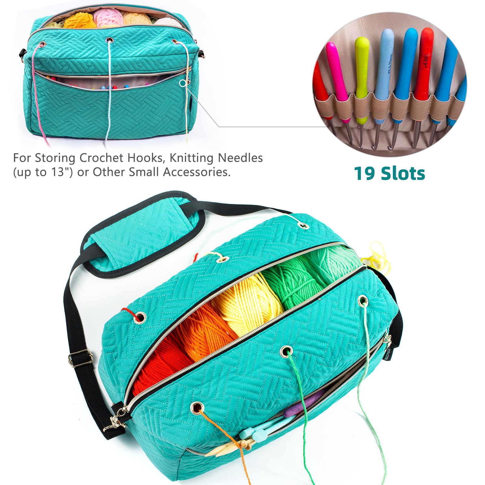 MYBAGZING Crochet Bag Yarn Storage Organizer for Knitting &Crochet Projects