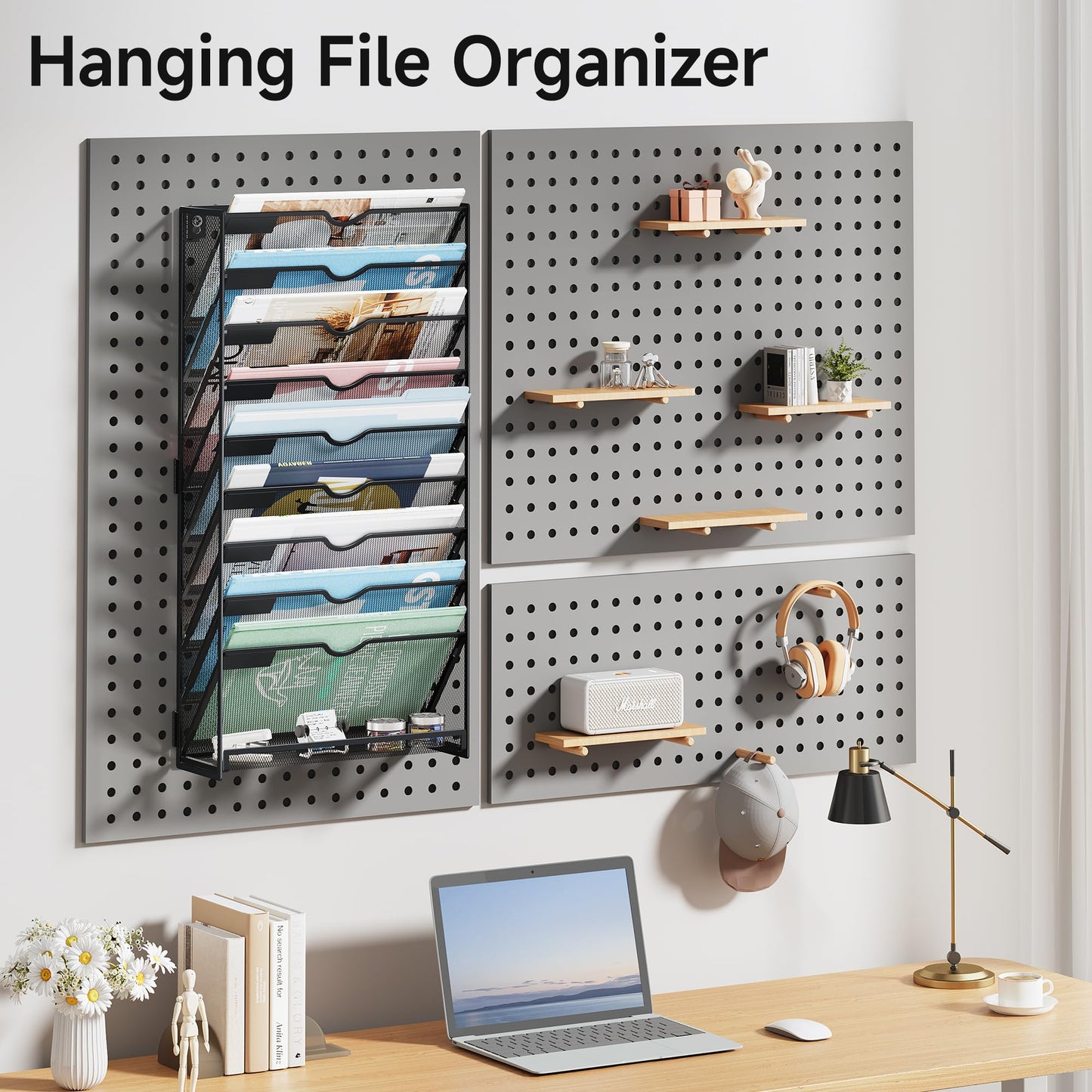 Lavatino 10-Tier Hanging File Organizer, Wall Mount File Holder for Mails Folders Papers Magazine