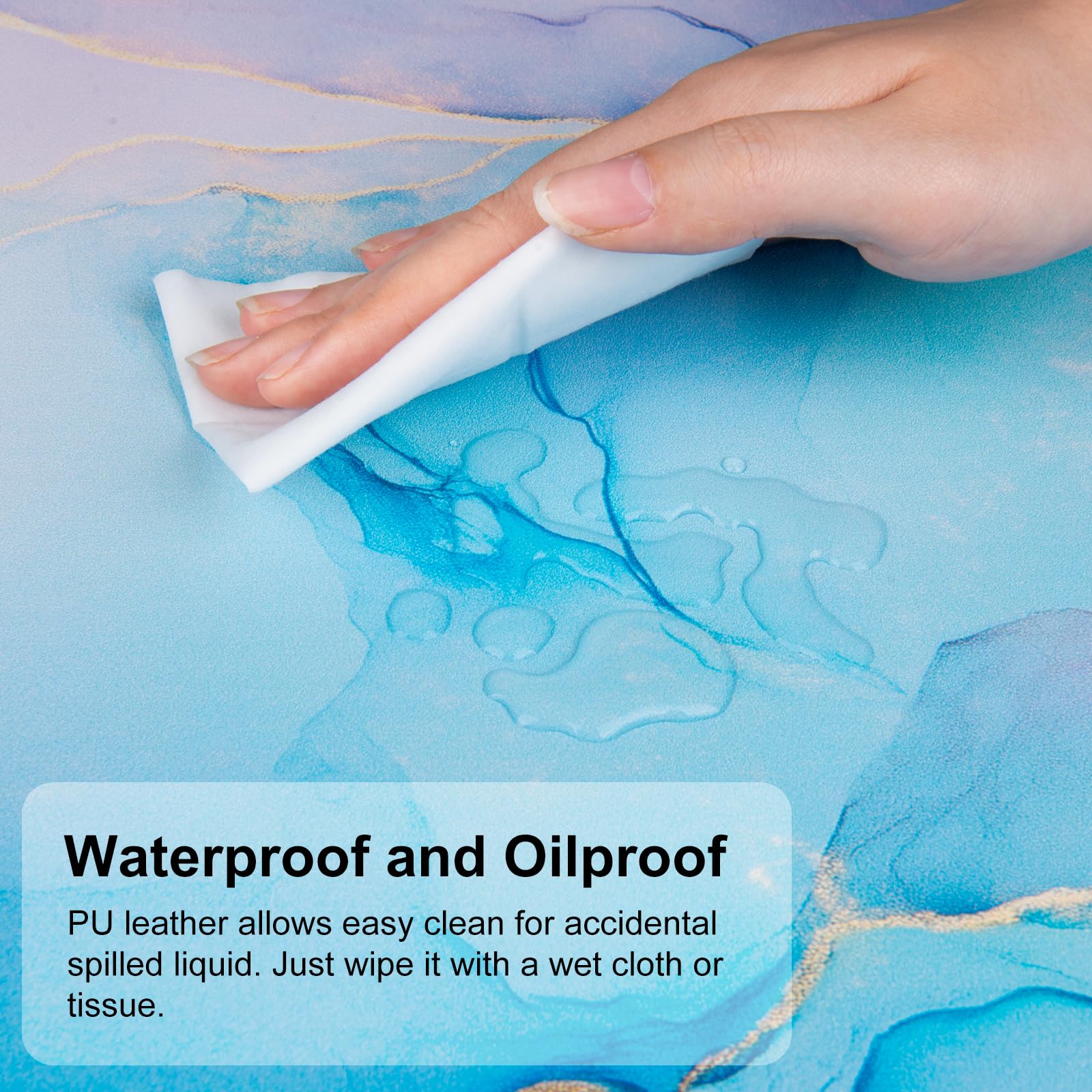 QIYI PU Leather Large Mouse Pad, Waterproof Desk Mat, 31.5" x 11.8", Fluid