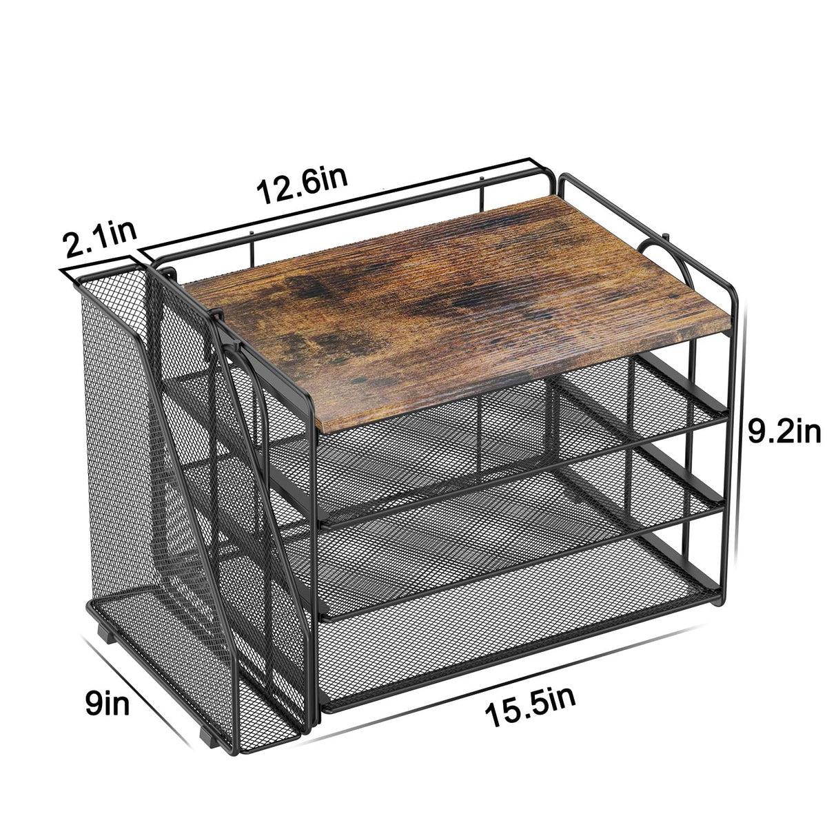 Spacrea 4 Tier Paper Organizer for Desk with File Organizer