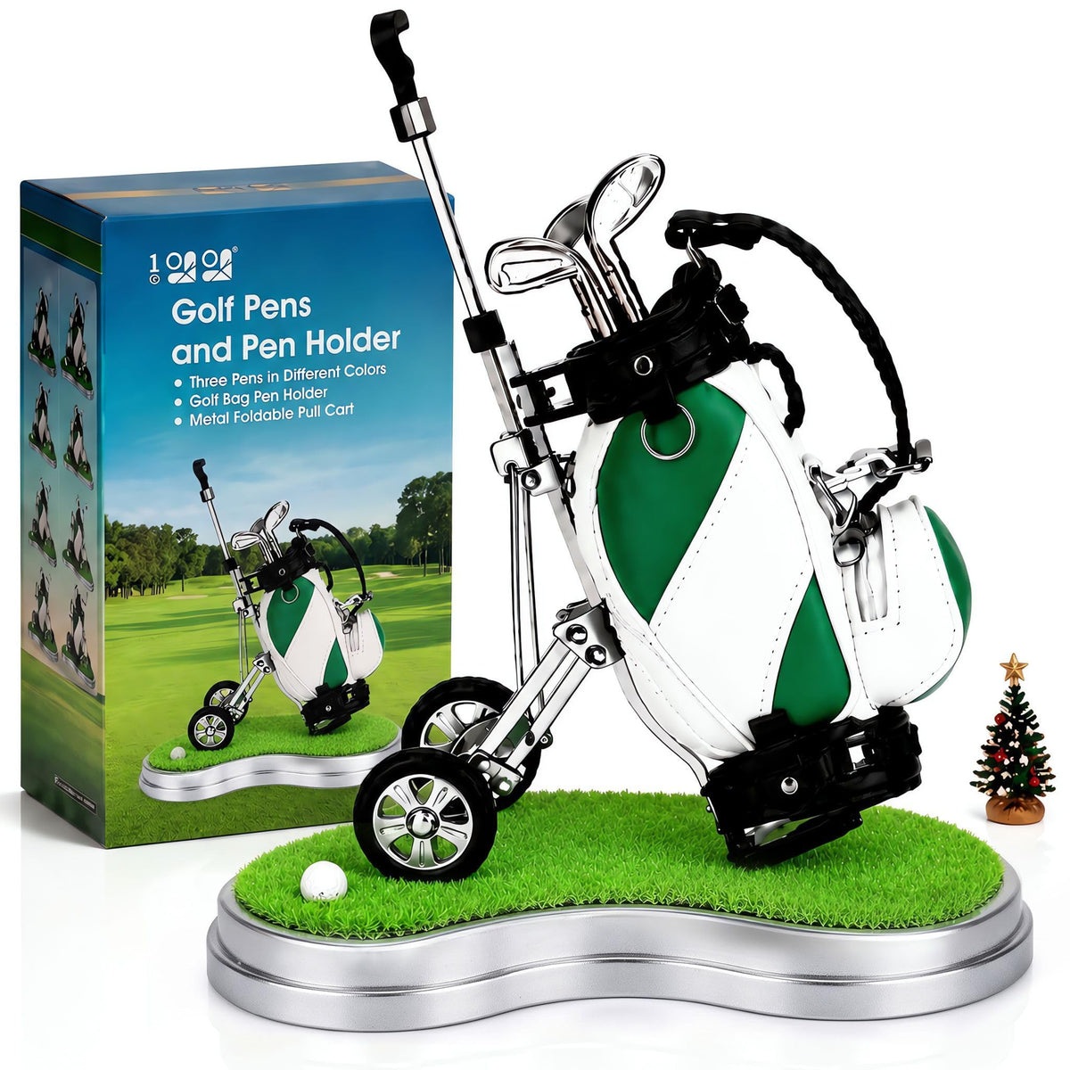 10L0L Golf Pens with Golf Bag Holder, Novelty Unique with 3 Pieces Aluminum Pen for Golf Fanatic