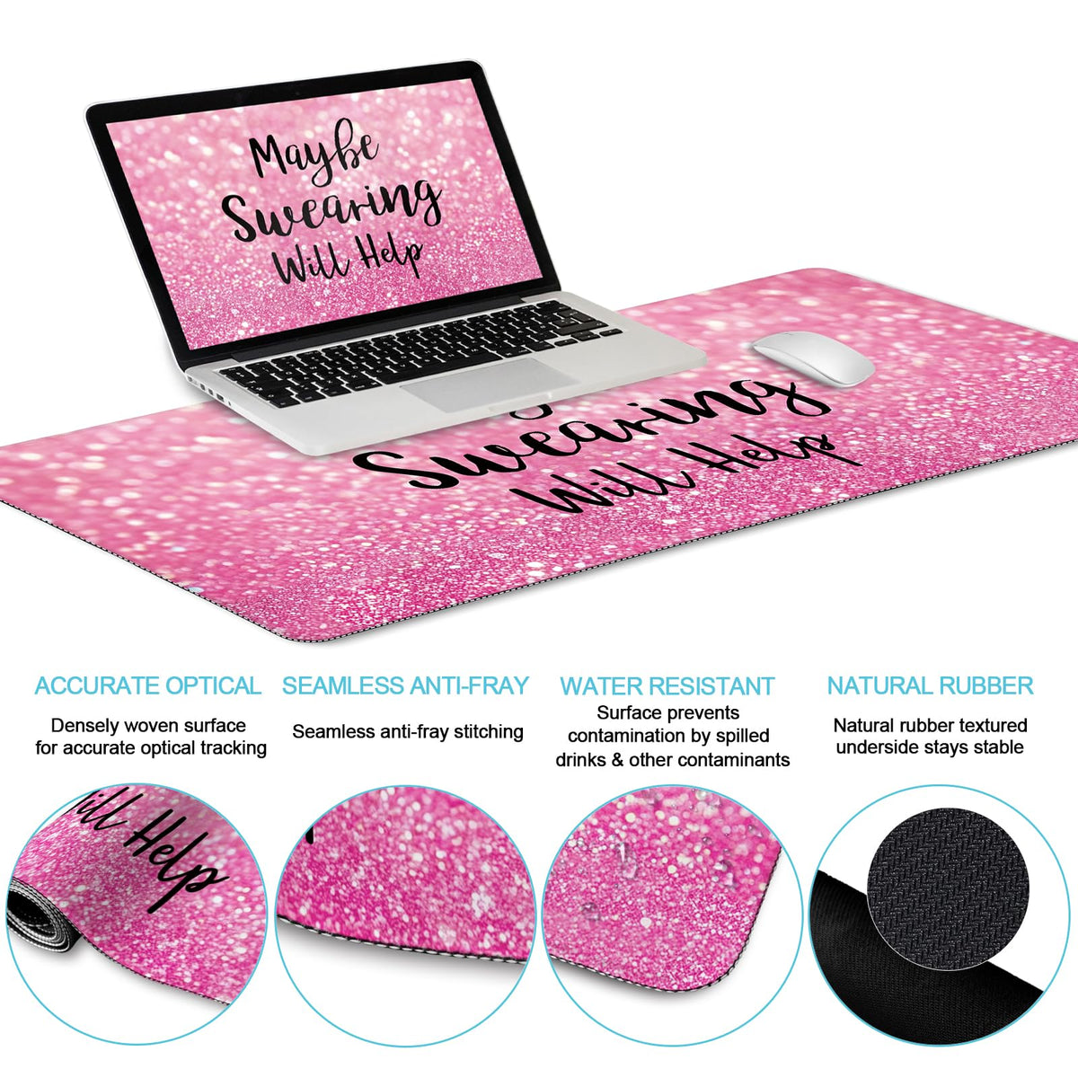 LIMKRIAN Pink Ergonomic Mouse Pad Set, Large Desk Matt for Desktop Decor