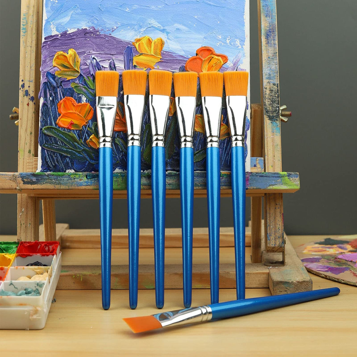 GACDR 1 Inch Flat Paint Brushes, 32 Bulk Acrylic Brushes for Watercolor