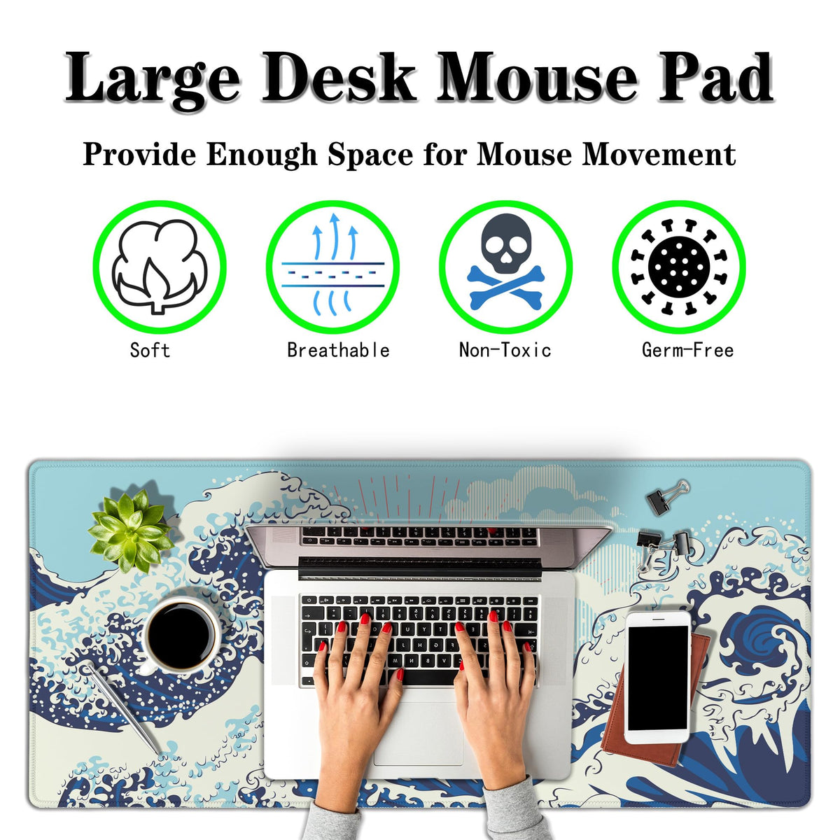 Samgula Extra Large Mouse Pad Blue XXL Mousepad, Big Mouse Pads Office Desk Mats, Desk Pad Mat