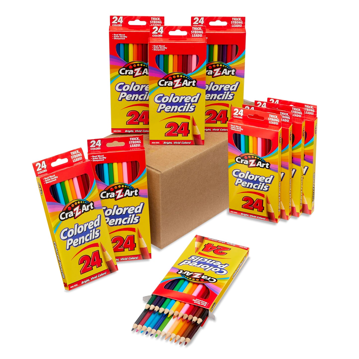 Cra-Z-Art Colored Pencils Bulk Pack, 10 Boxes of 24 ct Pre-Sharpened Pencils, Non-Toxic, Classroom
