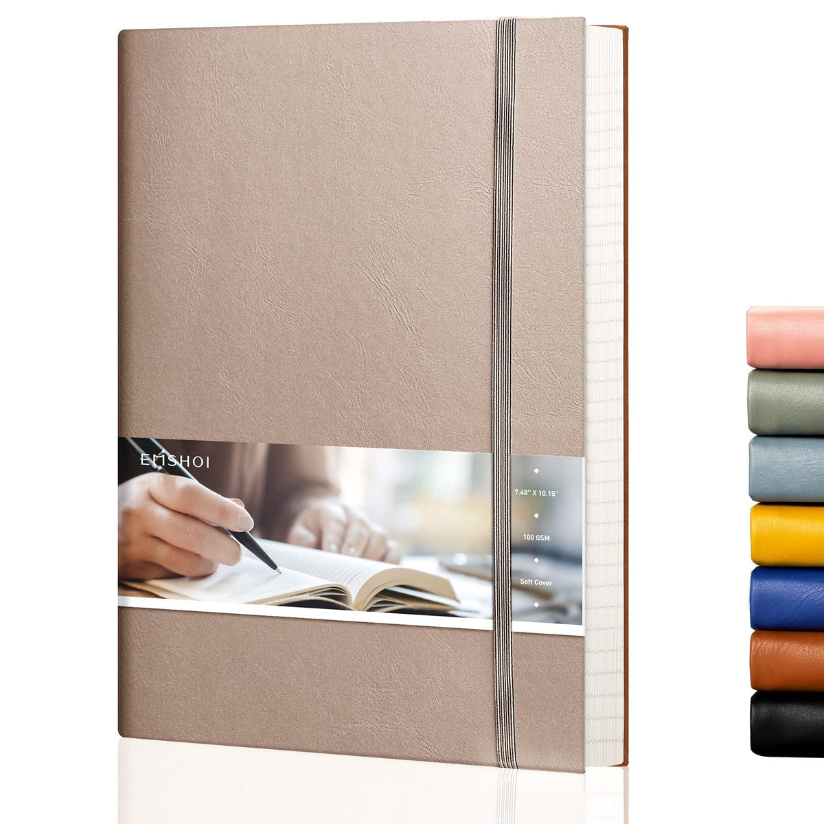 EMSHOI Lined Journal Notebook, 204 Numbered Pages, B5 Size (7.5'' x 10'')