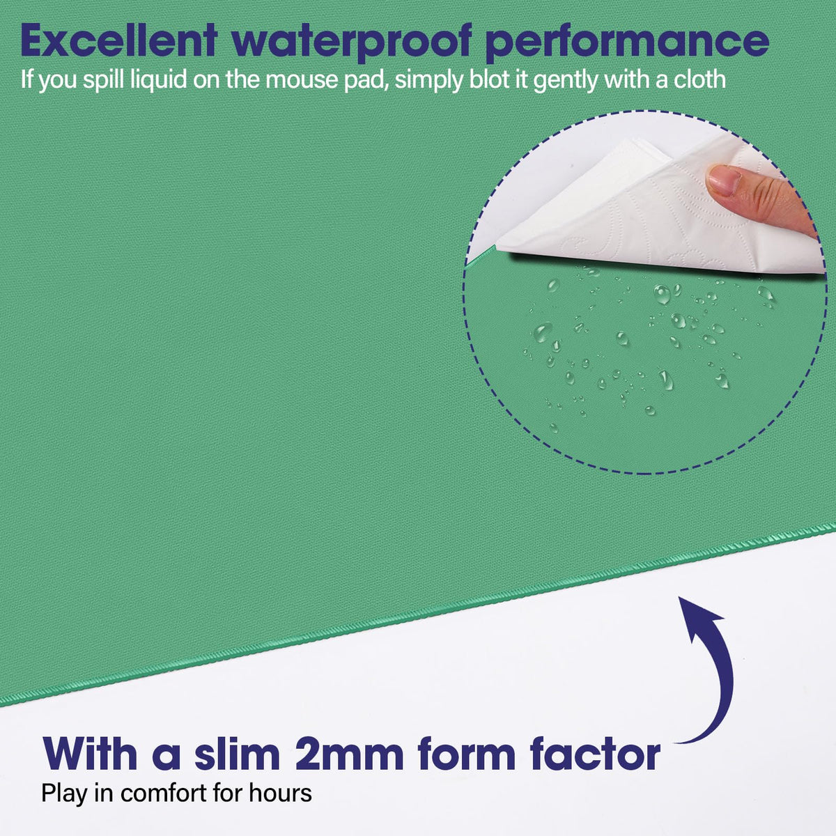 31.5" x 15.7" Waterproof Fabric XXL Mouse Pad, Rubber Anti-Slip Base, Green
