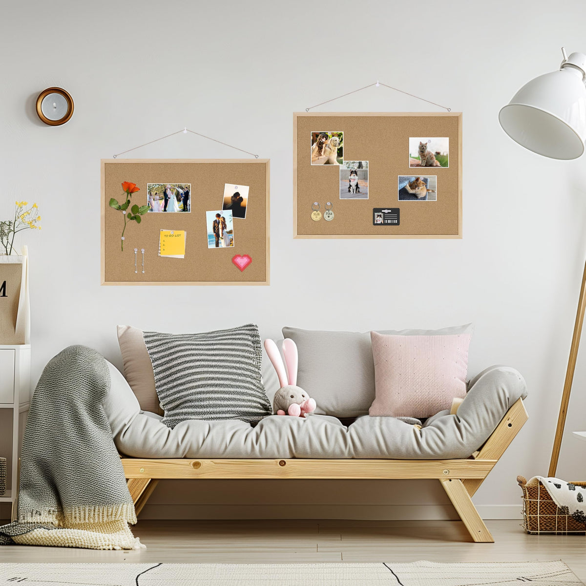DAHAPYBOO 24x18 Cork Board for Office with Pin Oak Wood Boards,