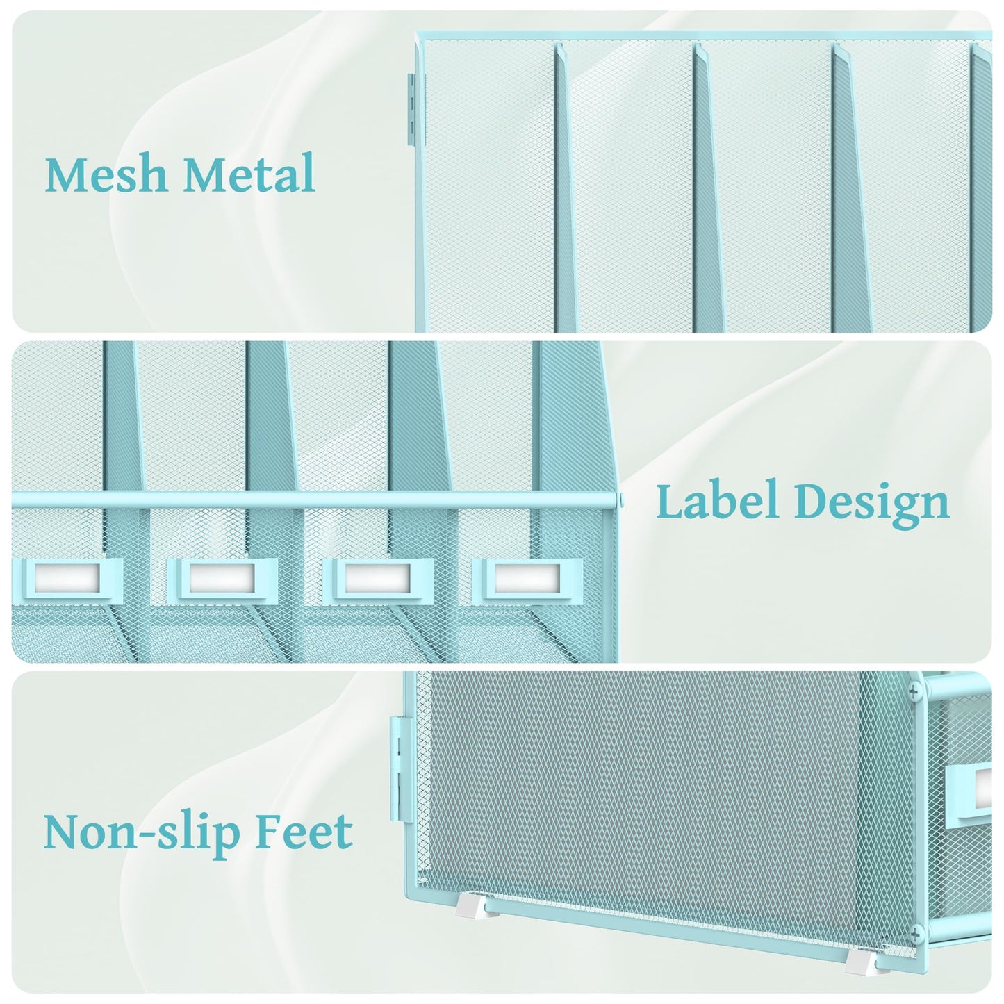 SUPEASY Desk Organizers Metal Desk Magazine File Holder with 5 Vertical Compartments Rack File