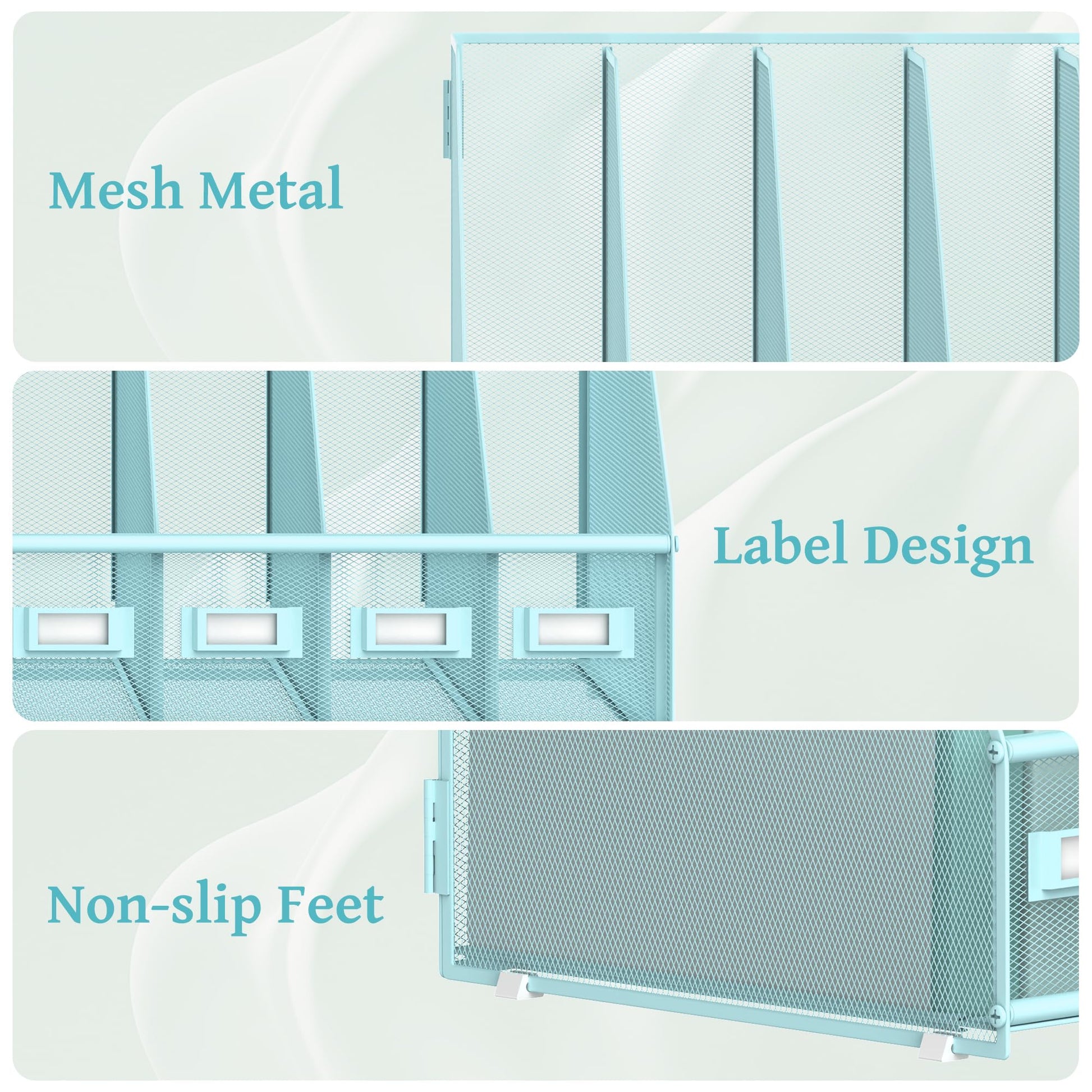 SUPEASY Desk Organizers Metal Desk Magazine File Holder with 5 Vertical Compartments Rack File