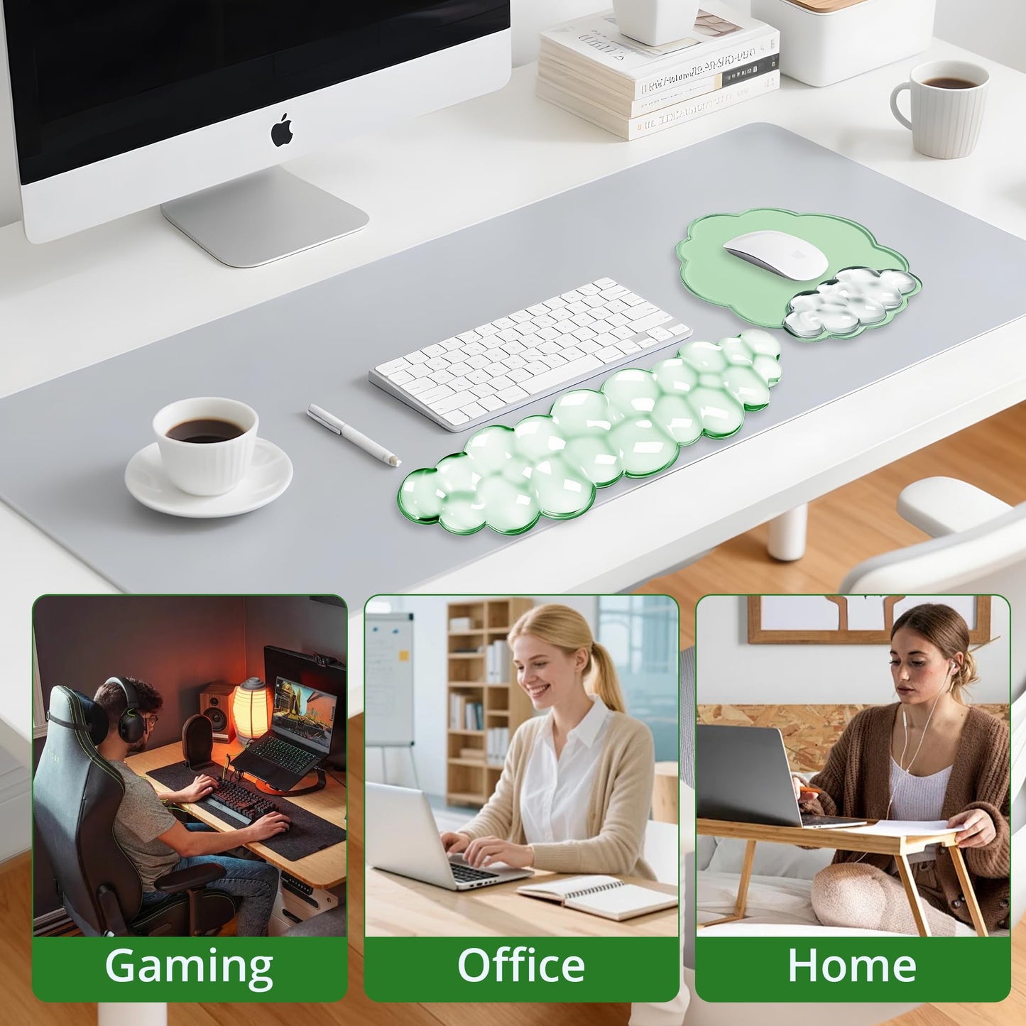 Keyboard Wrist Rest Set — Ergonomic Cloud Wrist Rest Keyboard and Mouse Pad, Non-Slip Desk