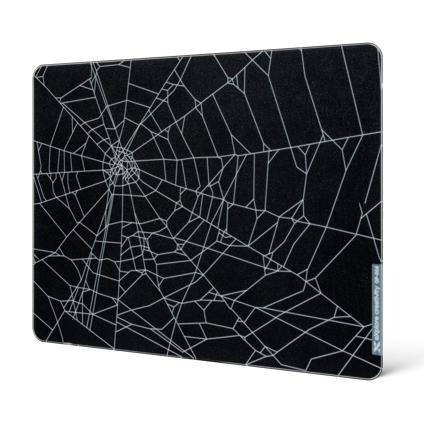 XVX Black Spider Webs Glass Gaming Mousepad 4.0,Hard Mousepad for Gaming,Ultra-Smooth Micro-Etched