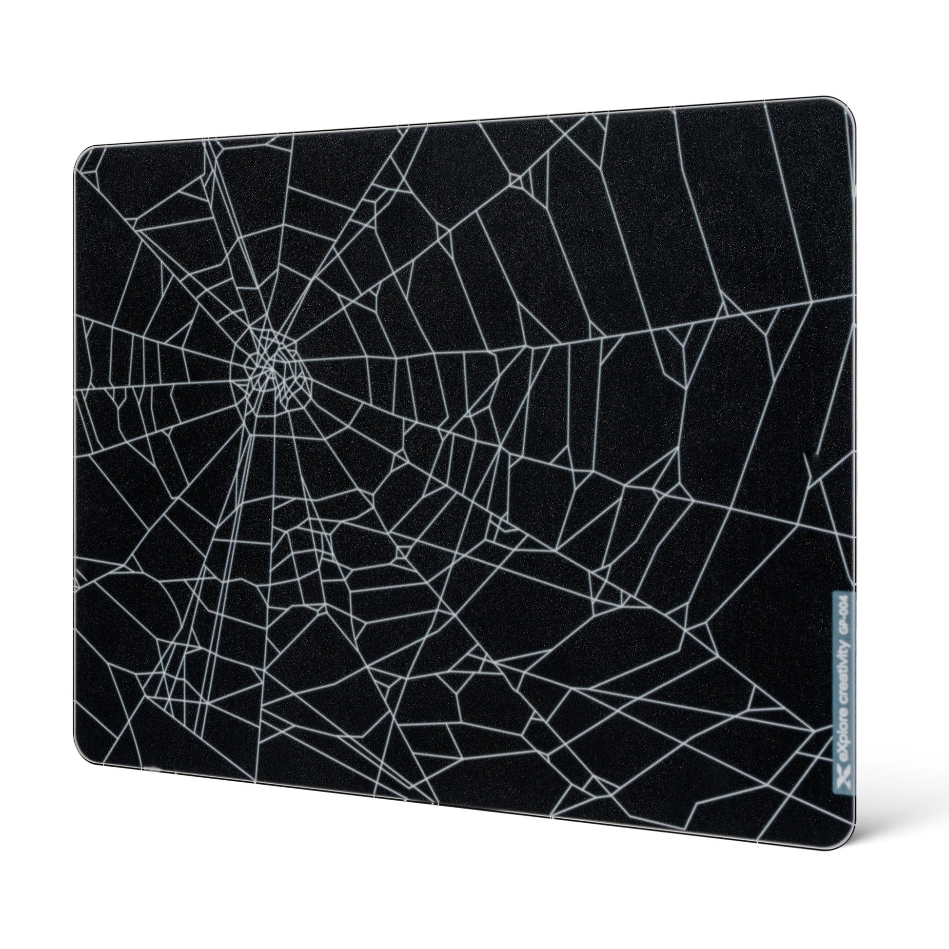 XVX Black Spider Webs Glass Gaming Mousepad 4.0,Hard Mousepad for Gaming,Ultra-Smooth Micro-Etched