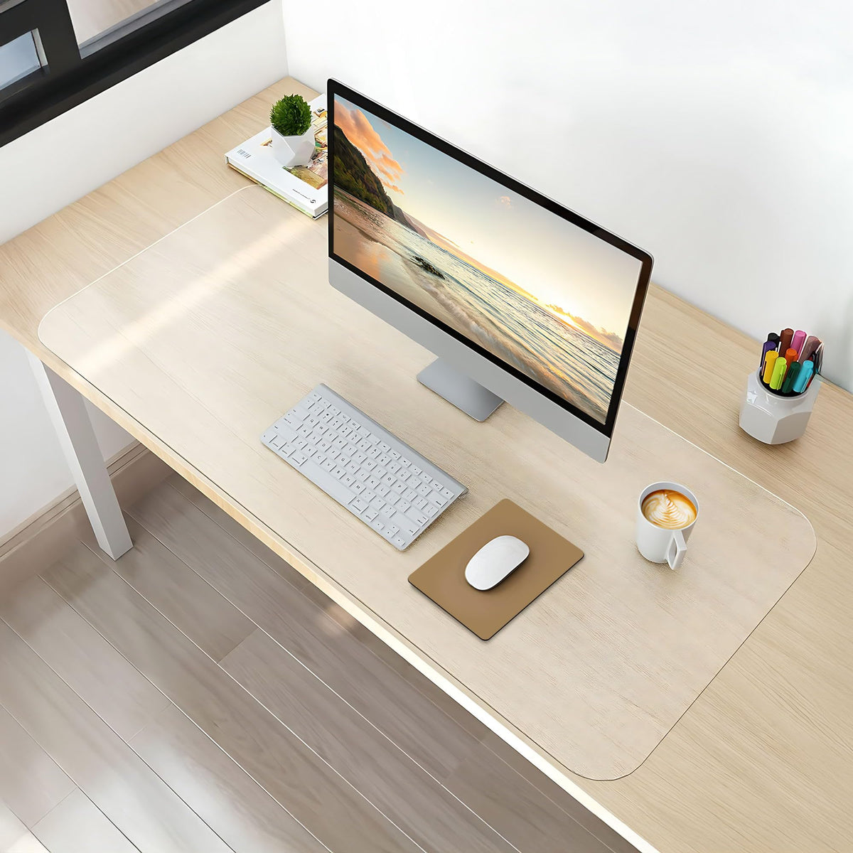 NATRKE Clear Desk Mat Pad, 27.6"x15.7" Large Transparent Computer Desk Mat Plastic Desktop
