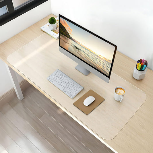 NATRKE Clear Desk Mat Pad, 27.6"x15.7" Large Transparent Computer Desk Mat Plastic Desktop