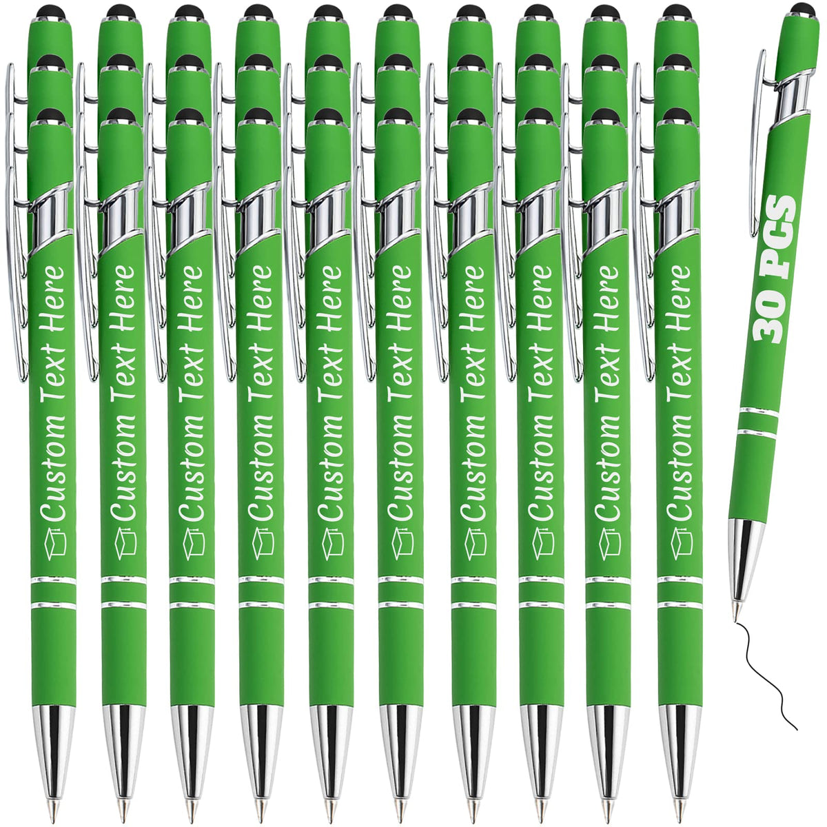 Personalized Pens Bulk 30 with Name Custom Engraving Ballpoint Pens with Stylus Tip Customized
