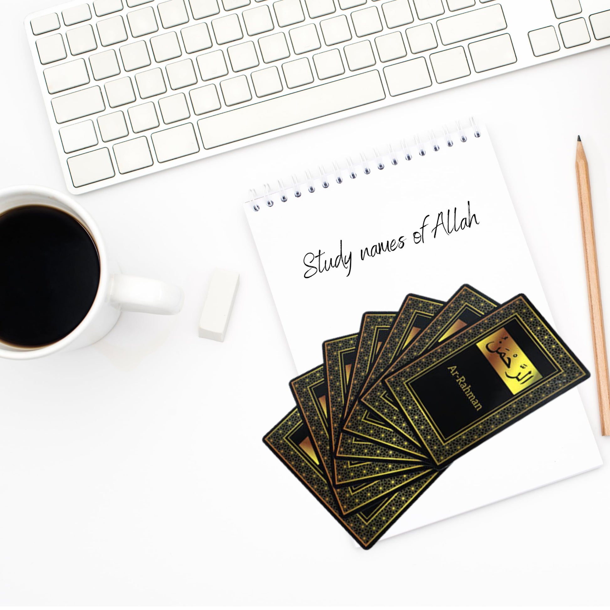 99 Names of Allah Flashcards with Quran Verses, Asma Ul Husna Cards in Arabic and English, Islamic