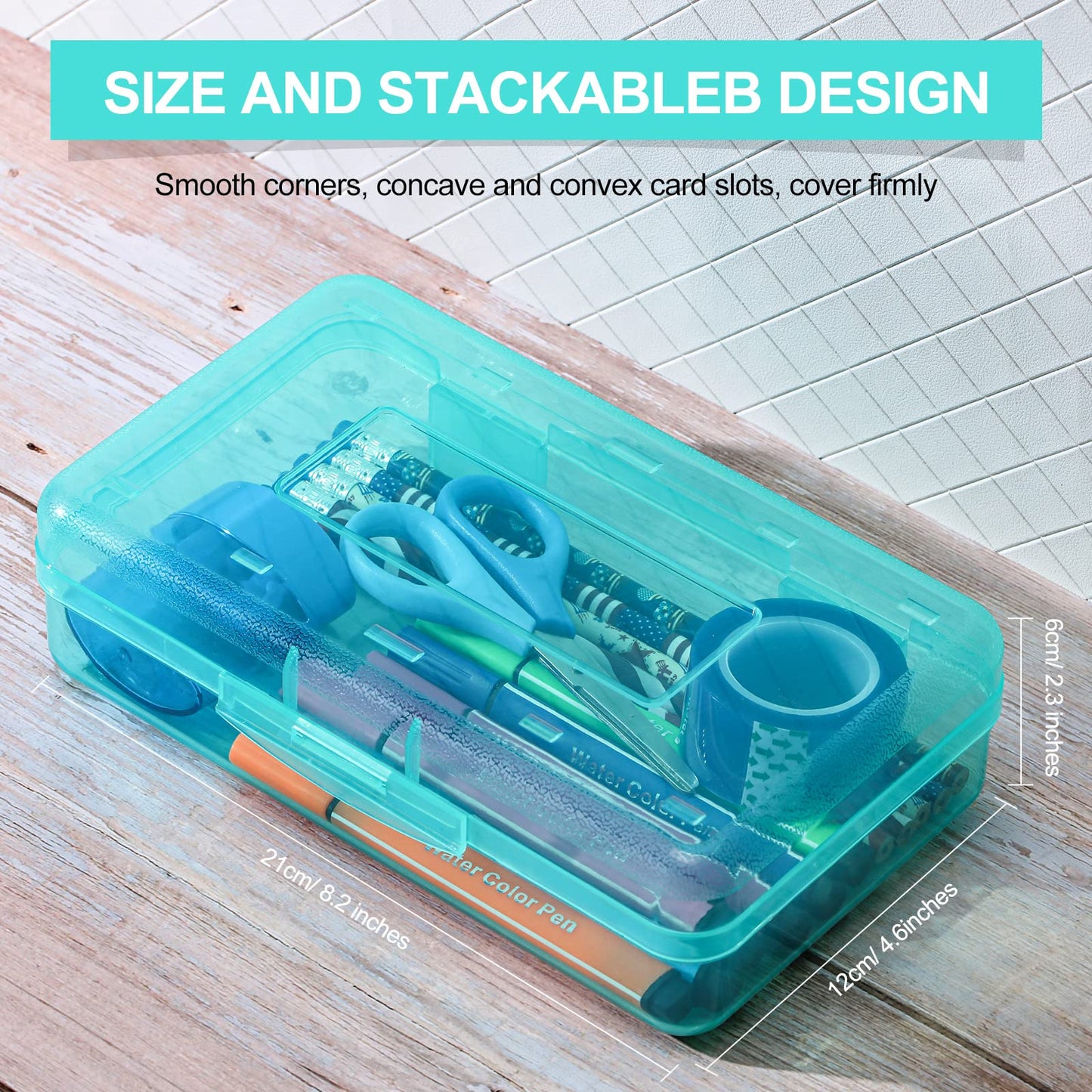 Leelosp 12 Pack Pencil Boxes Bulk, Large Plastic Case,Jade