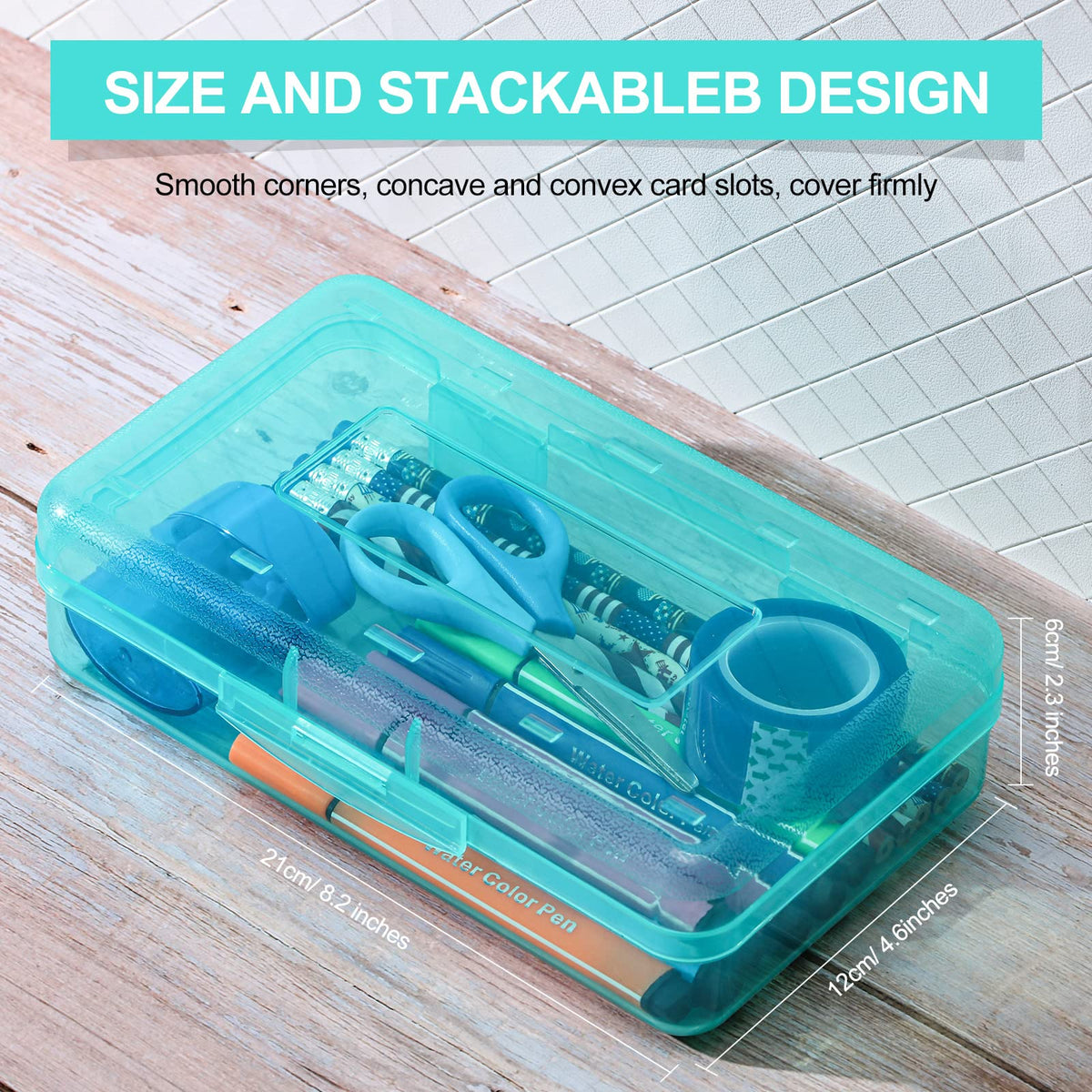Leelosp 12 Pack Pencil Boxes Bulk, Large Plastic Case,Jade
