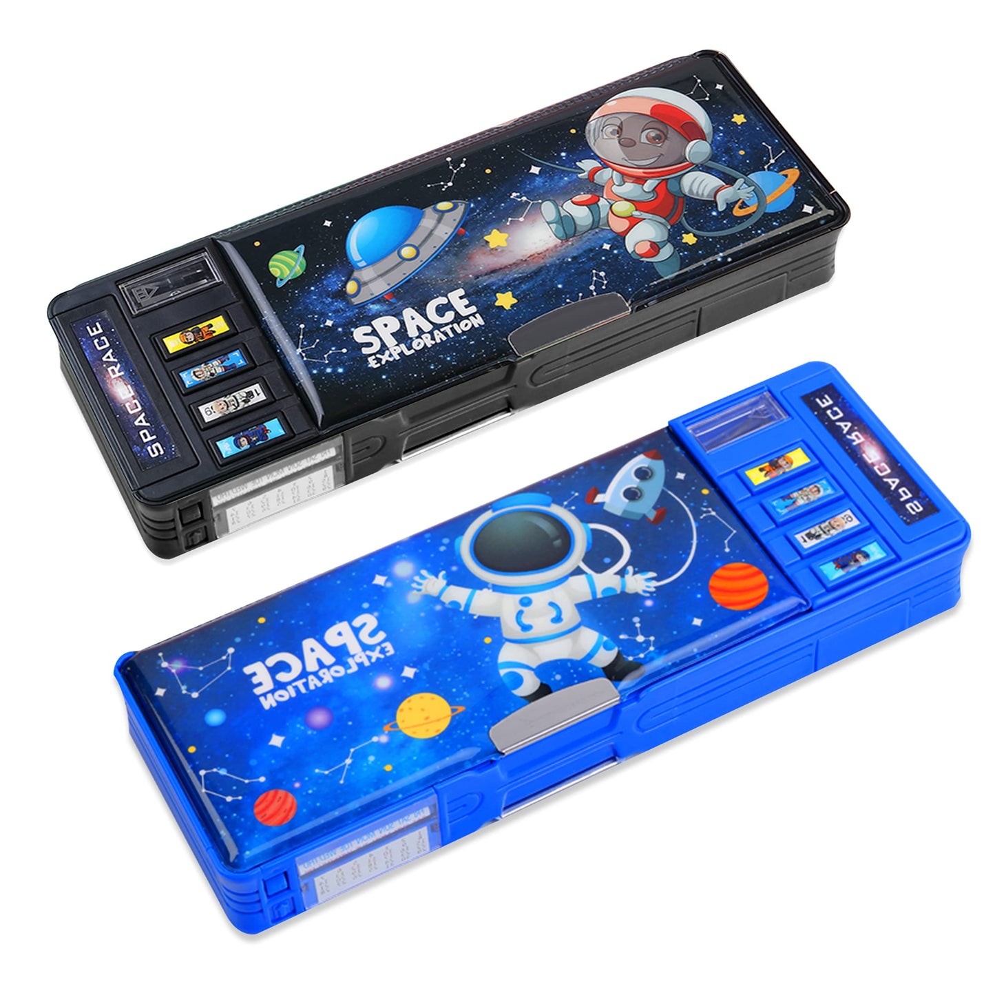 LilyBeauty 【2Pack】 Pop Up Multifunction Pencil Case for Girls and Boys(NO LOCK), Cute Cartoon Pen