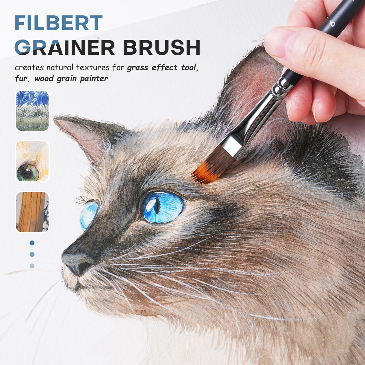 Fuumuui Watercolor Brushes, 10Pcs Professional Watercolor Paint Brush Set, Soft Synthetic Hair