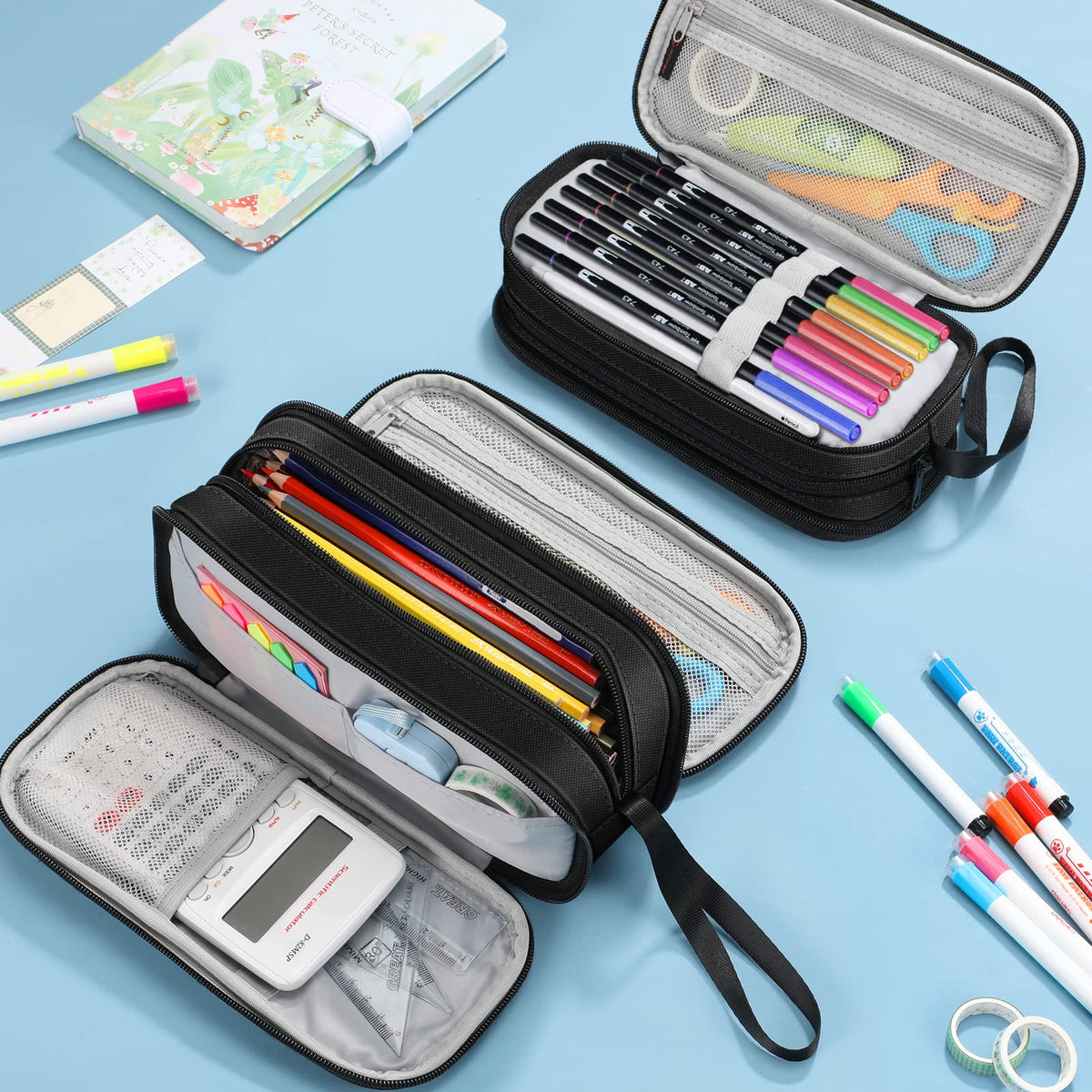 FINPAC Pencil Case, Large Capacity Pencil Box Pen Pouch