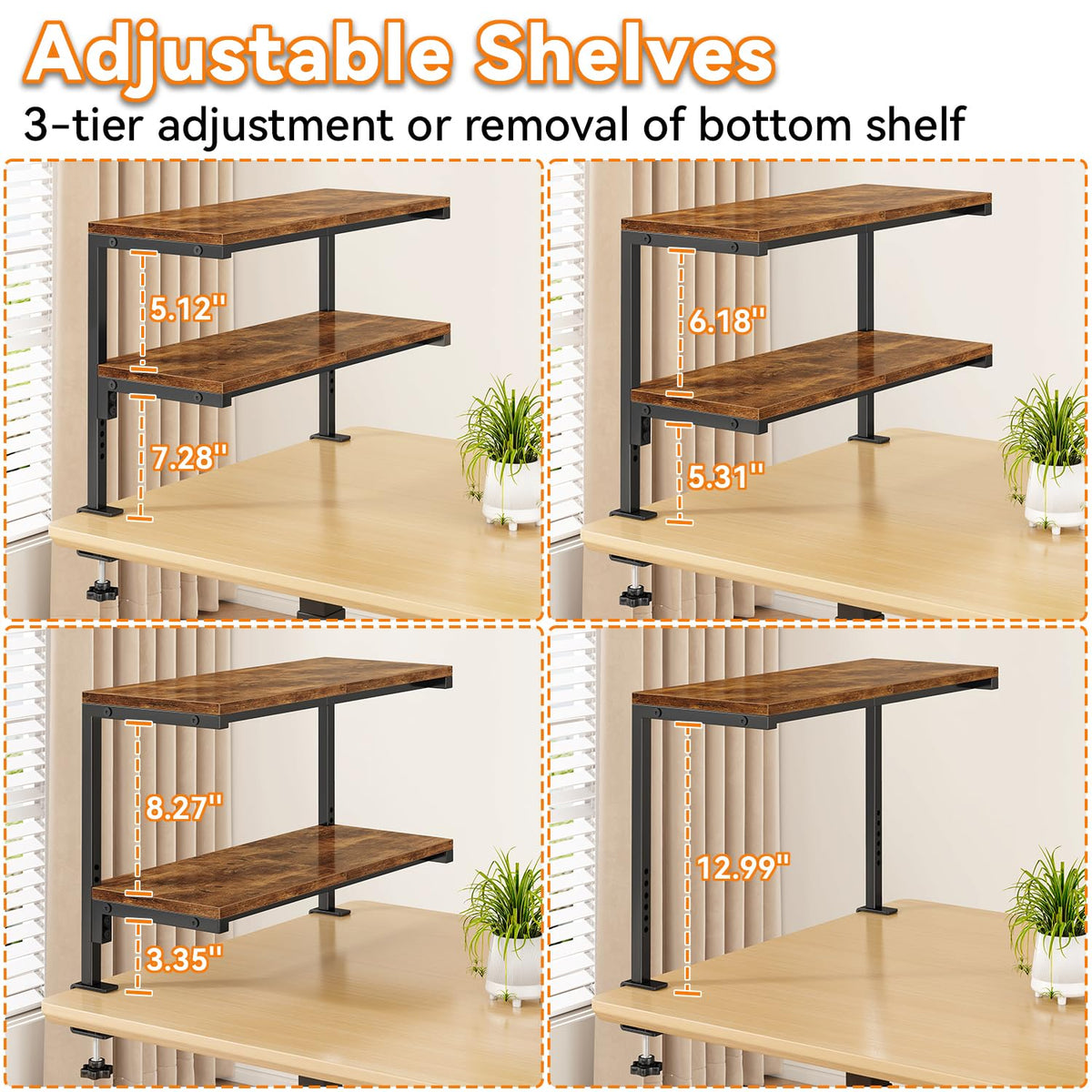 IBUYKE Clamp on Desk Shelf, 22.8” Large Desk Extender Shelves UTMZ010H