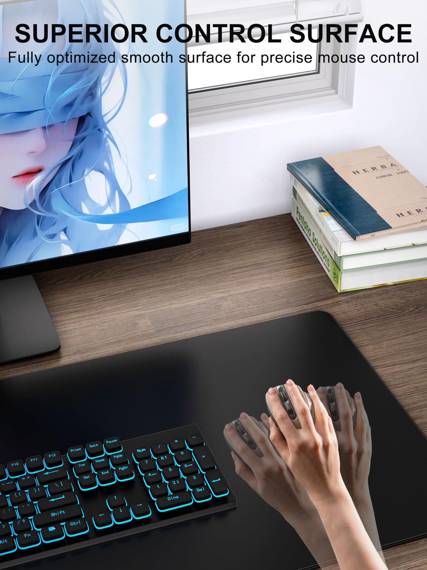 Mouse Pad with Wireless Charging, Foldable Phone Holder, Large Desk Mat