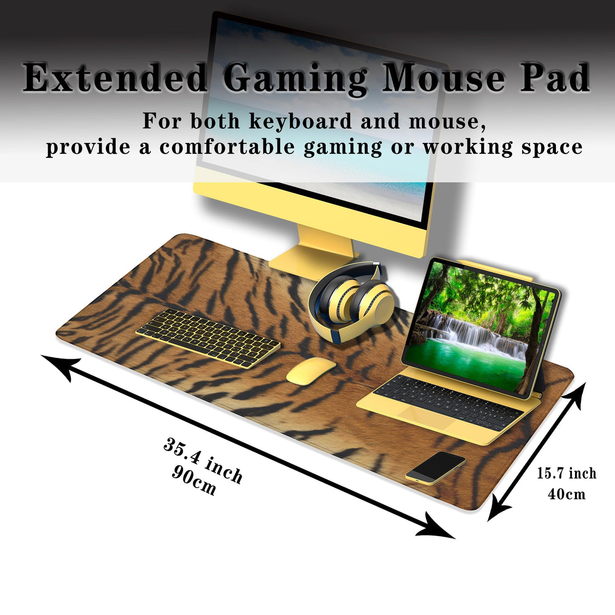 Samgula Large Mouse Pad Yellow Desk Pads Gaming Mouse Pads Keyboard Pads Extra Large Gaming Mouse