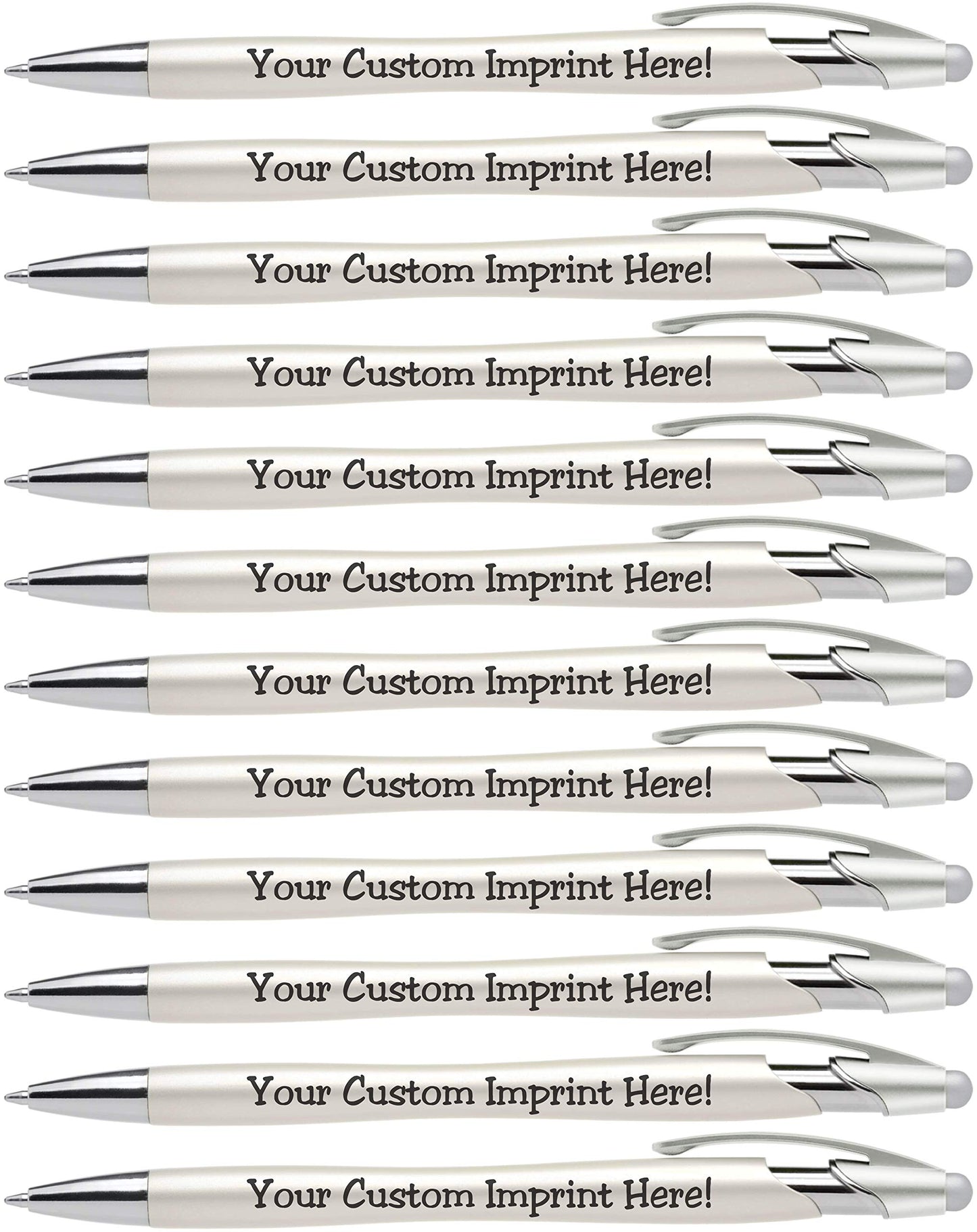 ExpressDesigns™ - Custom Pens with Stylus - The Pearl - Personalized Metallic Printed Name Pens