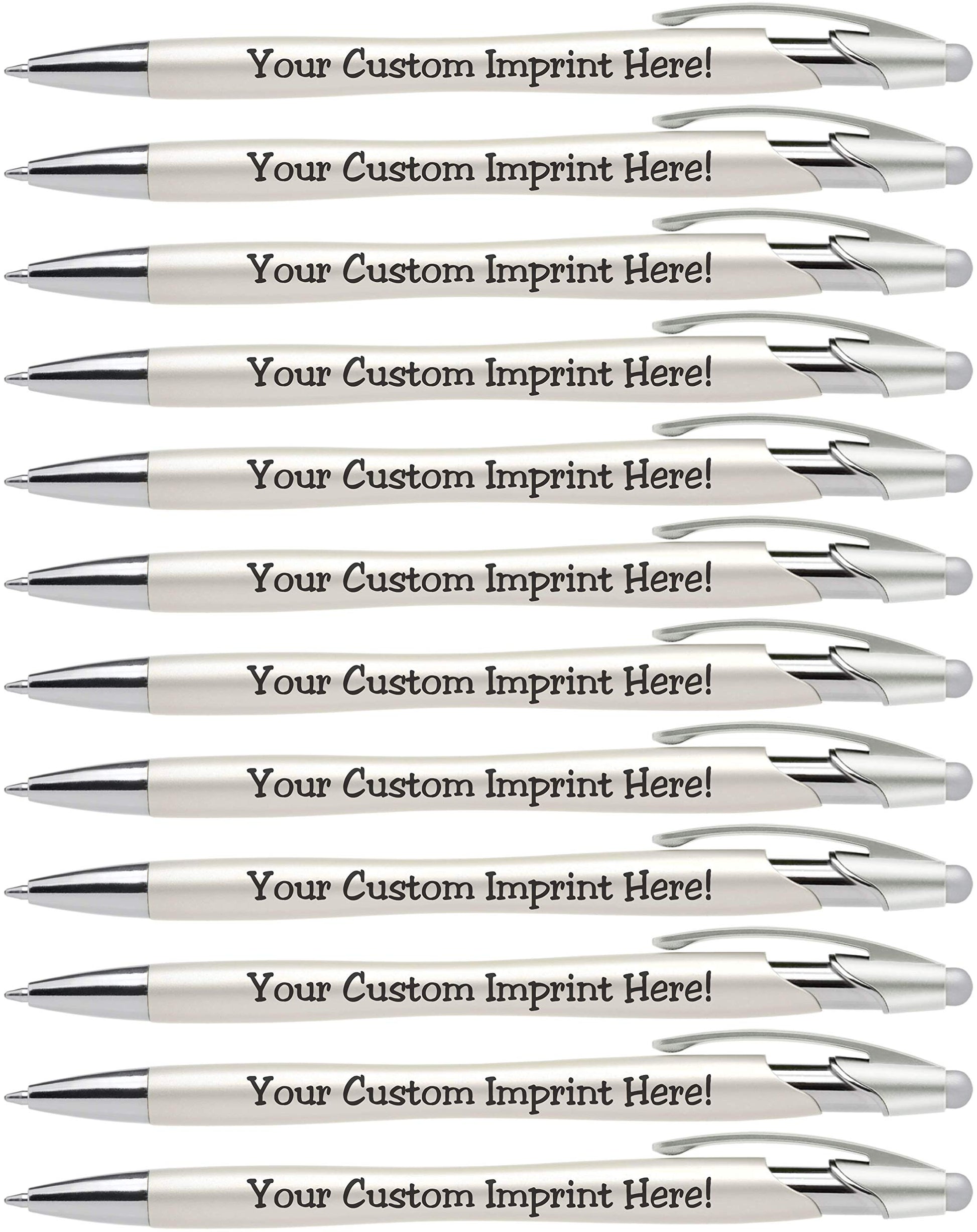ExpressDesigns™ - Custom Pens with Stylus - The Pearl - Personalized Metallic Printed Name Pens