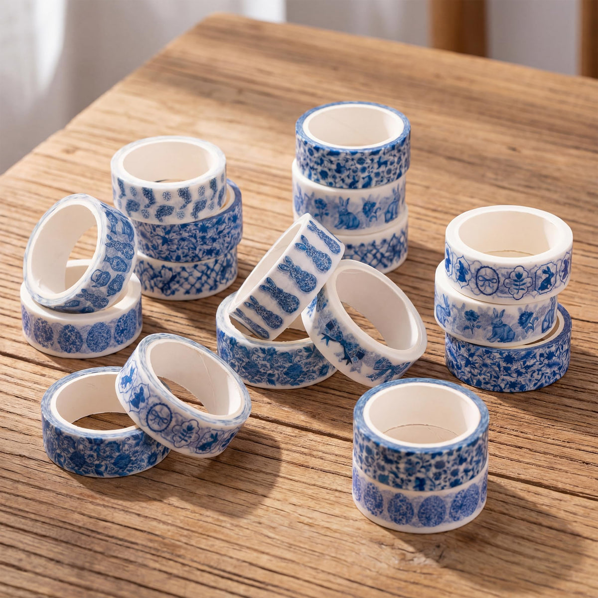 BkeeCten 12 Rolls Easter Chinoiserie Bunny Washi Tape for Gift Wrapping