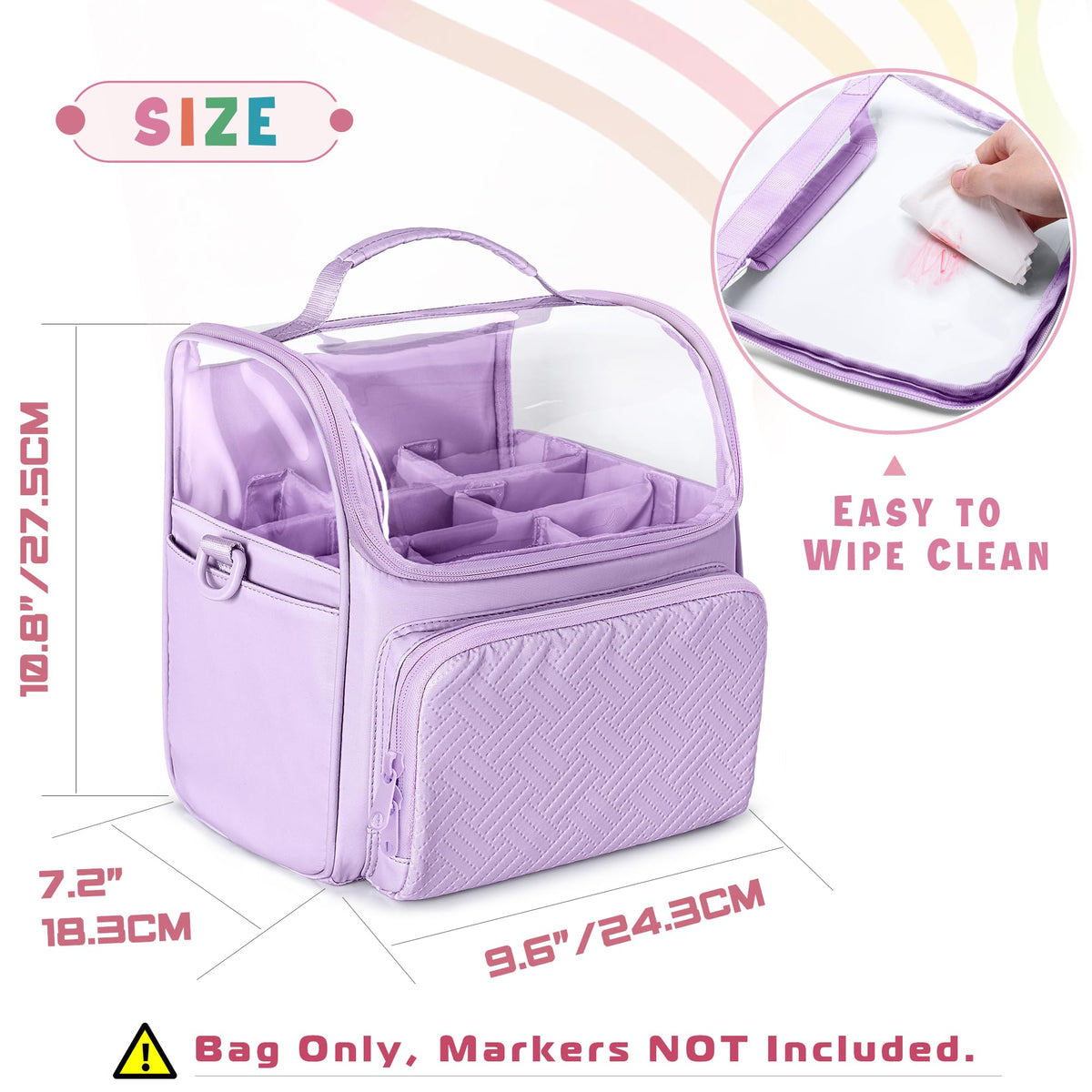 Rexmica Large Marker Organizer Case Storage Bag for 180 Marker Pen, Purple