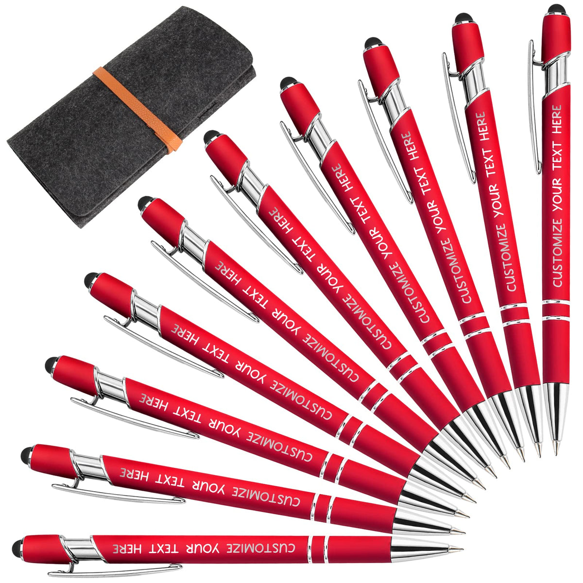 Yananka 12 Pcs Custom Pens with Stylus,Personalized Pens with Free Engraving,Customized Pens with
