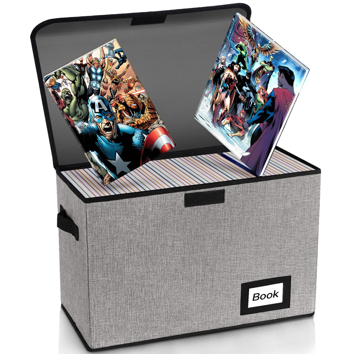 YNSZAS 5 Pack Comic Book Storage Boxes, 15.8" X 7.8" X 11.8", Collapsible Short Box, Holds 160-180