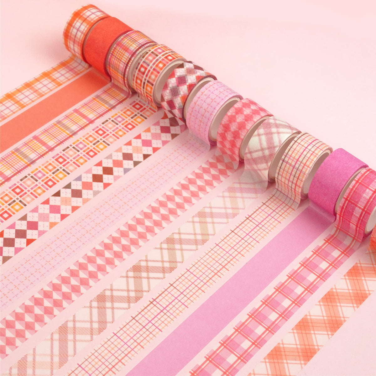 YUBX Basic Grid Washi Tape Set 12 Rolls Plaid Decorative Masking Tapes for Arts, DIY Crafts