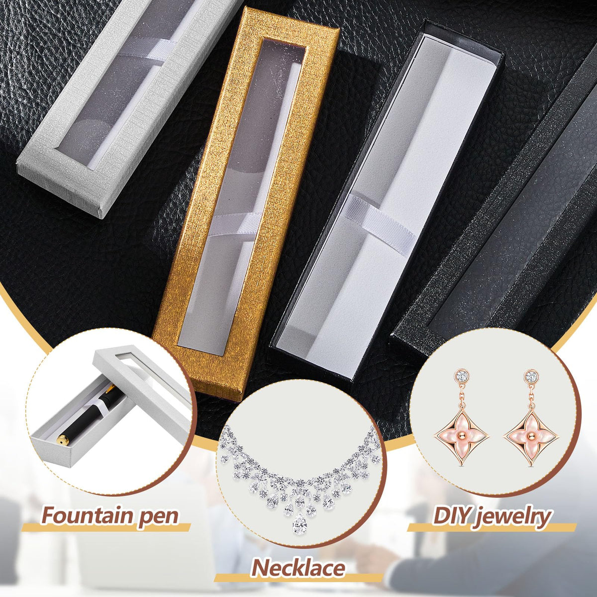 Colarr 36 Pcs Empty Pen Gift Boxes with Clear Lid and Foam Insert Display