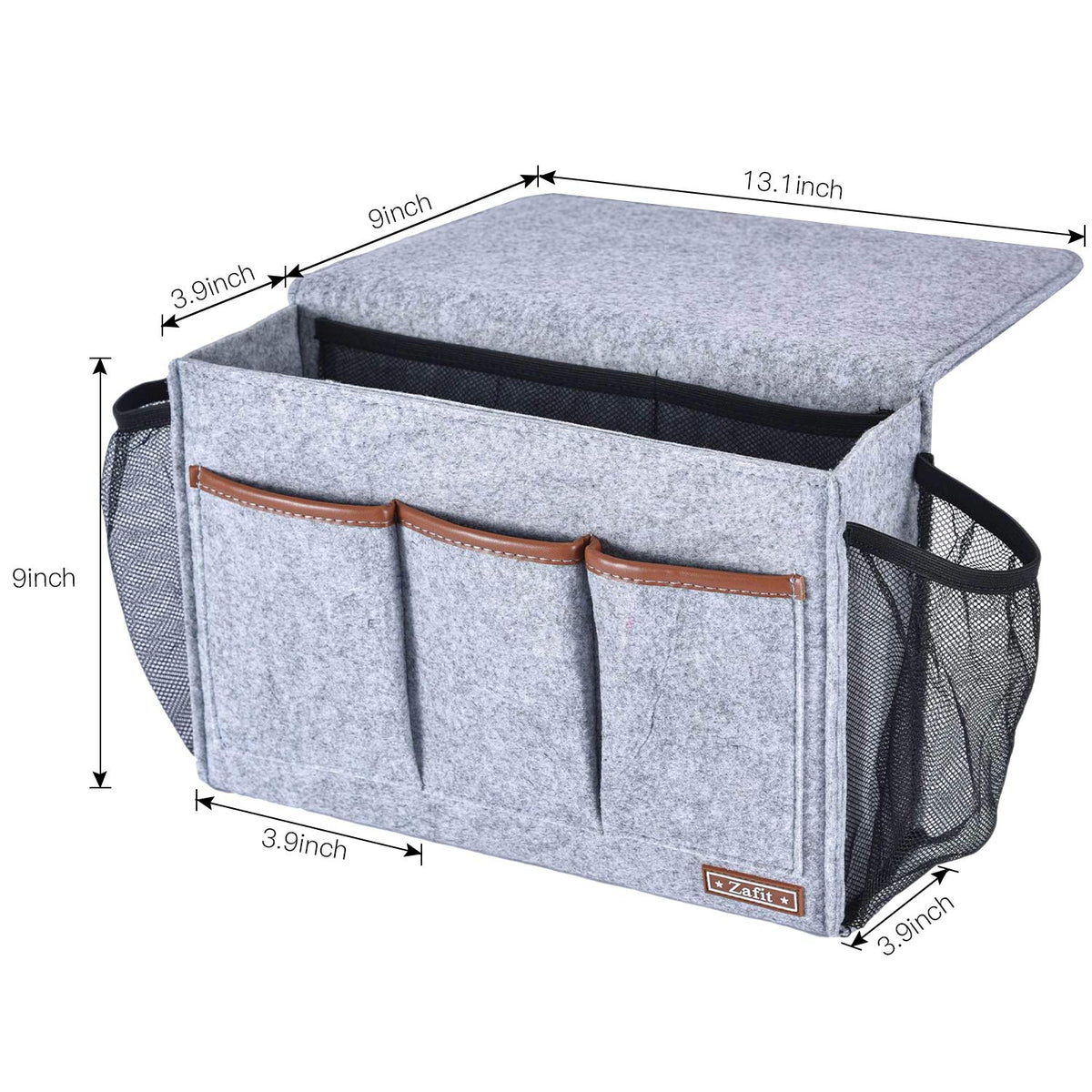Zafit Bedside Caddy, Large Size Storage Organizer with 8 Pockets - Perfect for Magazine, Remotes